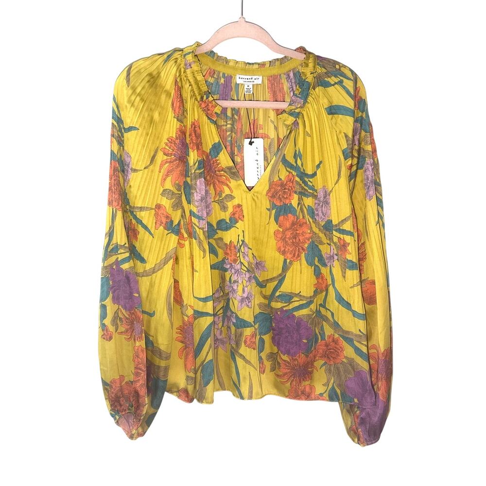NWT Current Air Yellow Floral Blouse Size Medium